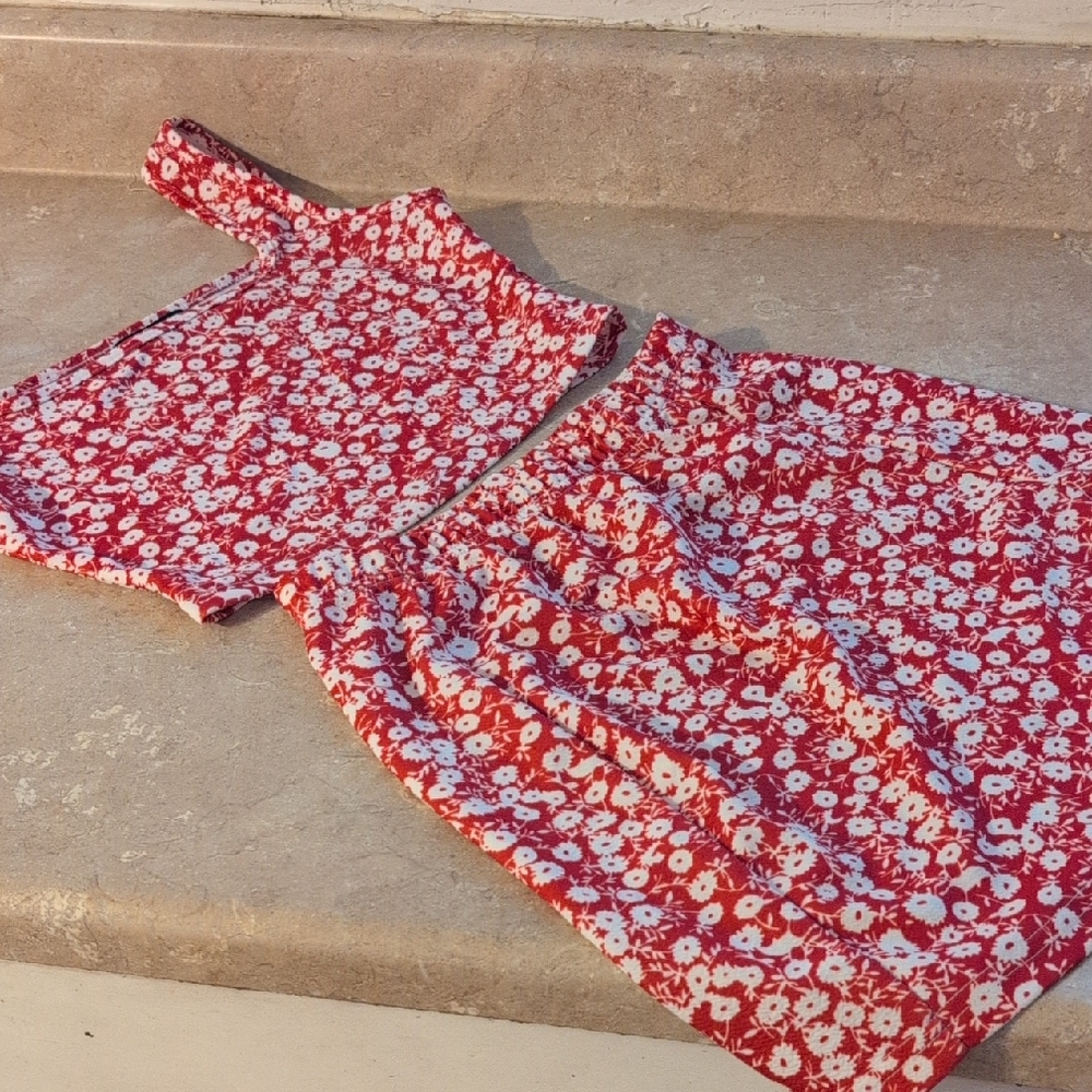 Red Floral Two-Piece Set
